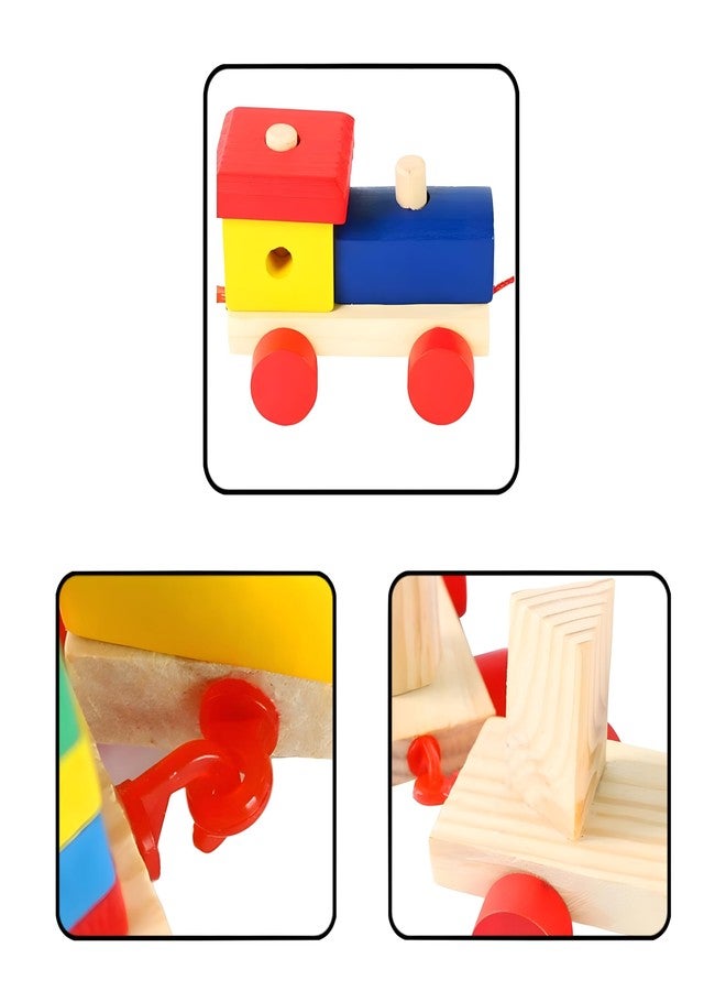 VERAT قطار خشبي للأطفال من فيرات | مكعبات مونتيسوري لفرز الأشكال وتكديسها | لعبة تعليمية للأطفال الصغار، بنين وبنات | مجموعة قطار أحجية خشبية لتنمية المهارات المبكرة (متعدد الألوان) - Image 5